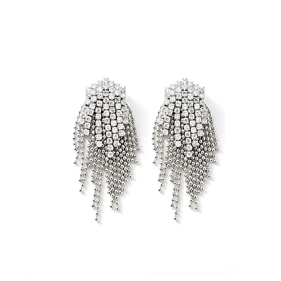 AFTER PARTY FRINGE EARRING -RHODIUM