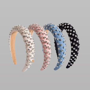 MADELINE DOTTED STRASS PUFFY HEADBAND - IVORY