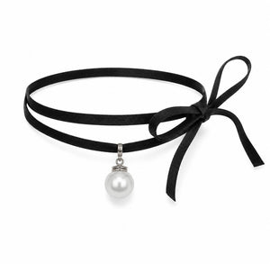 ELLIA PEARL DROP WRAP NECKLACE - SILVER