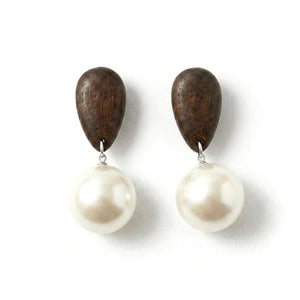 MAYA WOOD AND PEARL EARRING - MAUVE