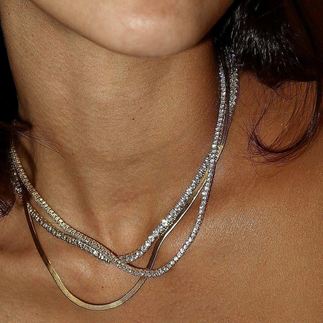 GRACE 4MMTENNIS NECKLACE - RHODIUM 16 INCHES