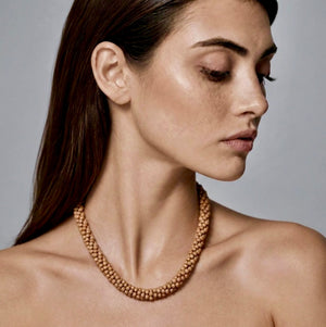 ROCK CANDY HAND BEADED COLLAR NECKLACE - NUTMEG