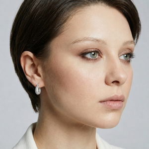 360 PAVÉ HUGGIE HOOPS - GOLD