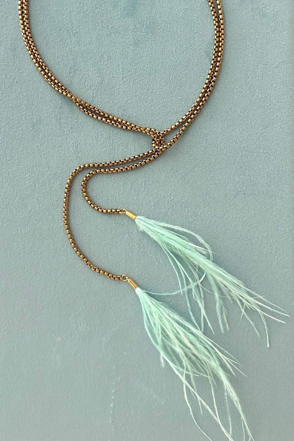CANYON FEATHER LARIAT - ROBIN EGG