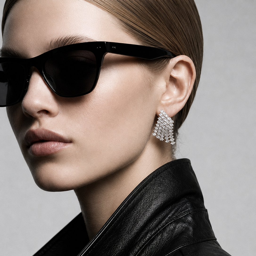 FALLON Jewelry - after party boxed marquis earring rhodium