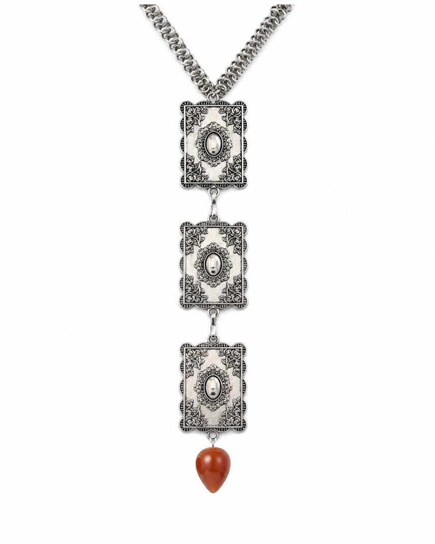 DINÉ CONCH COLLAR TRIPLE V PENDANT - RED JASPER