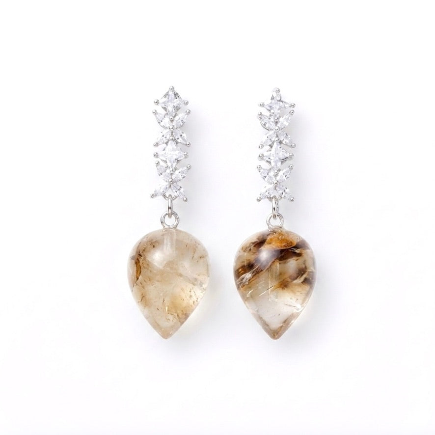 GUMDROP PENDULUM EARRING - PHANTOM QUARTZ