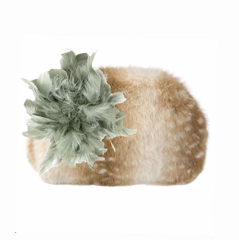 FAWN FAUX SHEARLING WITH DETACHABLE BROOCH - CELEDON