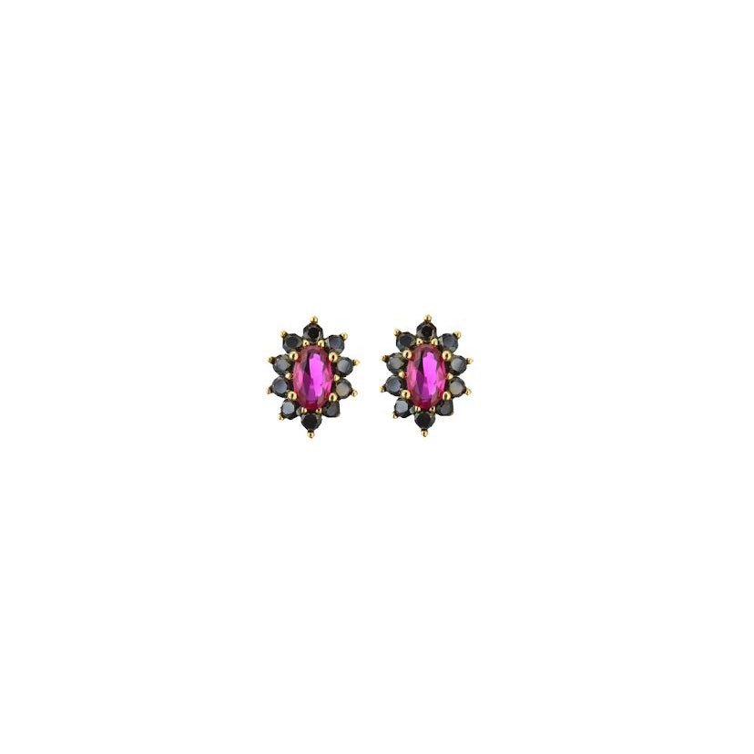 ROCK CANDY STUDS - PINK RUBY/JET