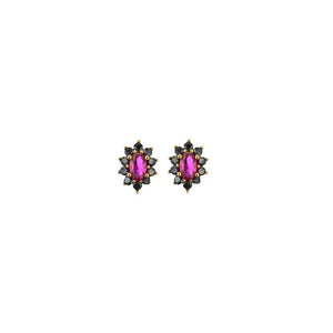 ROCK CANDY STUDS - PINK RUBY/JET