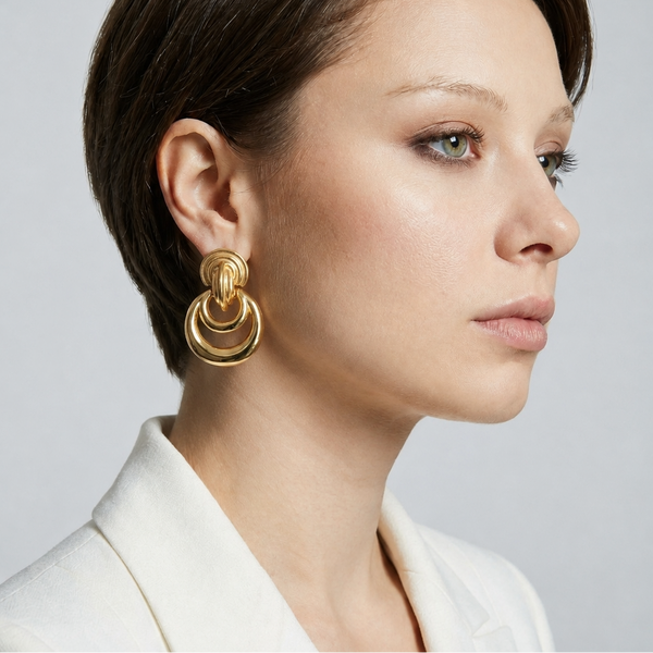 GIANNI DOORKNOCKER HOOP EARRINGS GOLD - FALLON JEWELRY