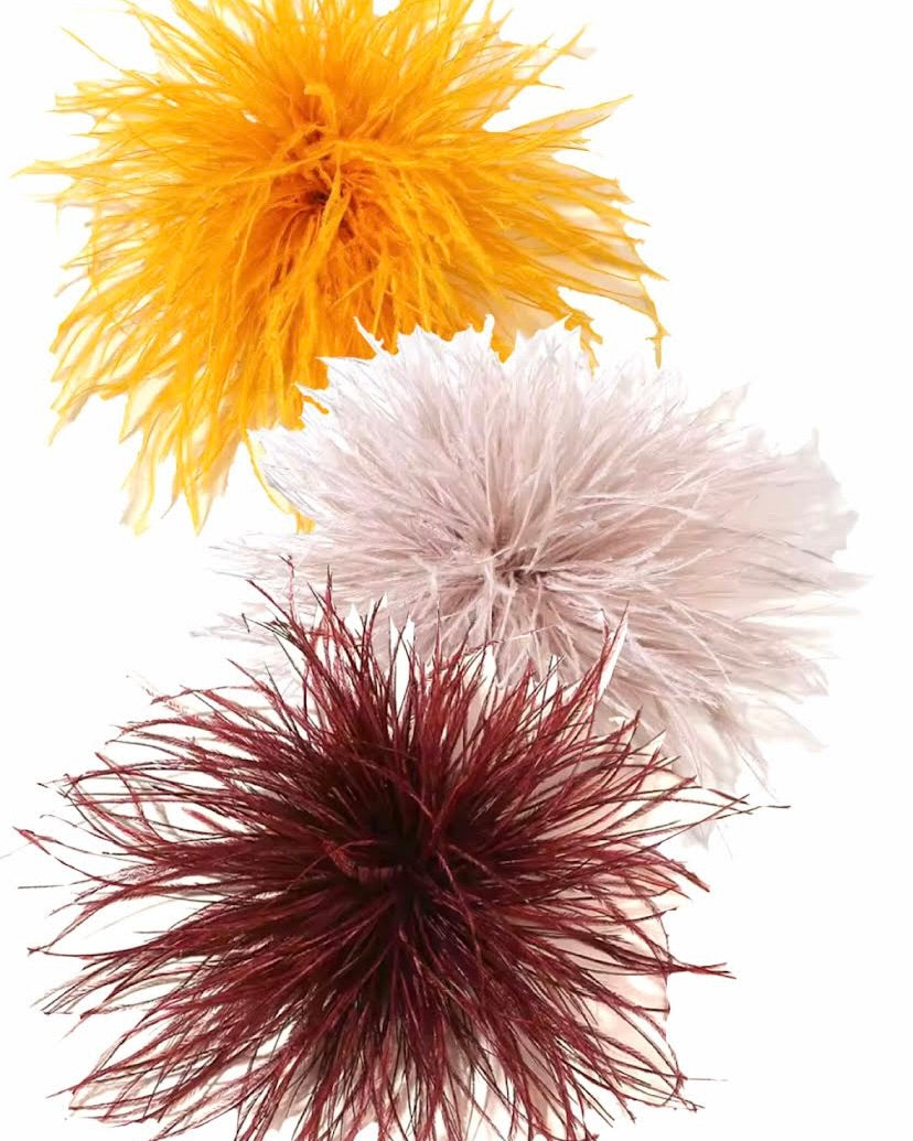 CANYON POMPOM FEATHER BROOCH SET/3 - WEST END