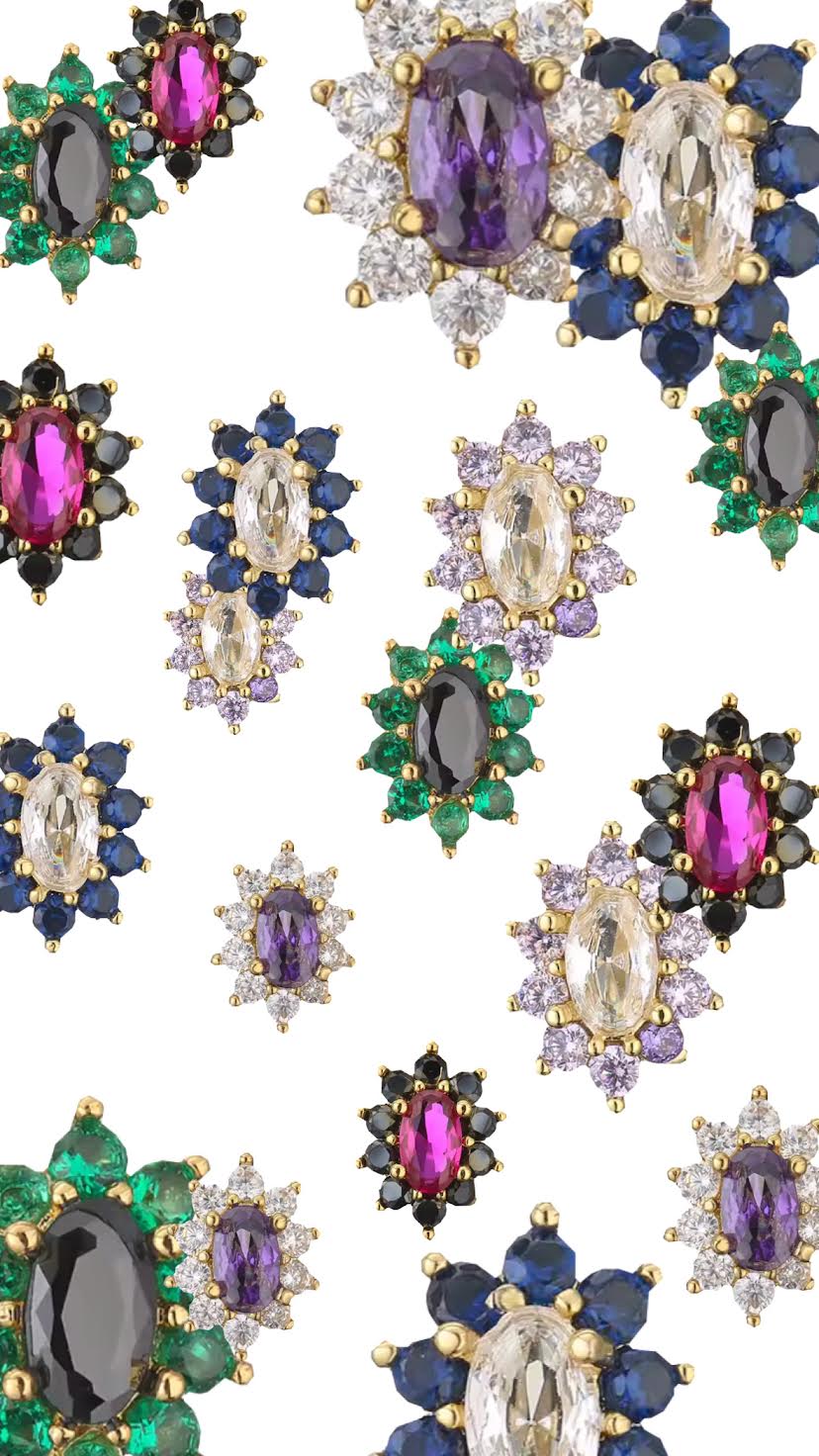 ROCK CANDY STUDS - PINK RUBY/JET