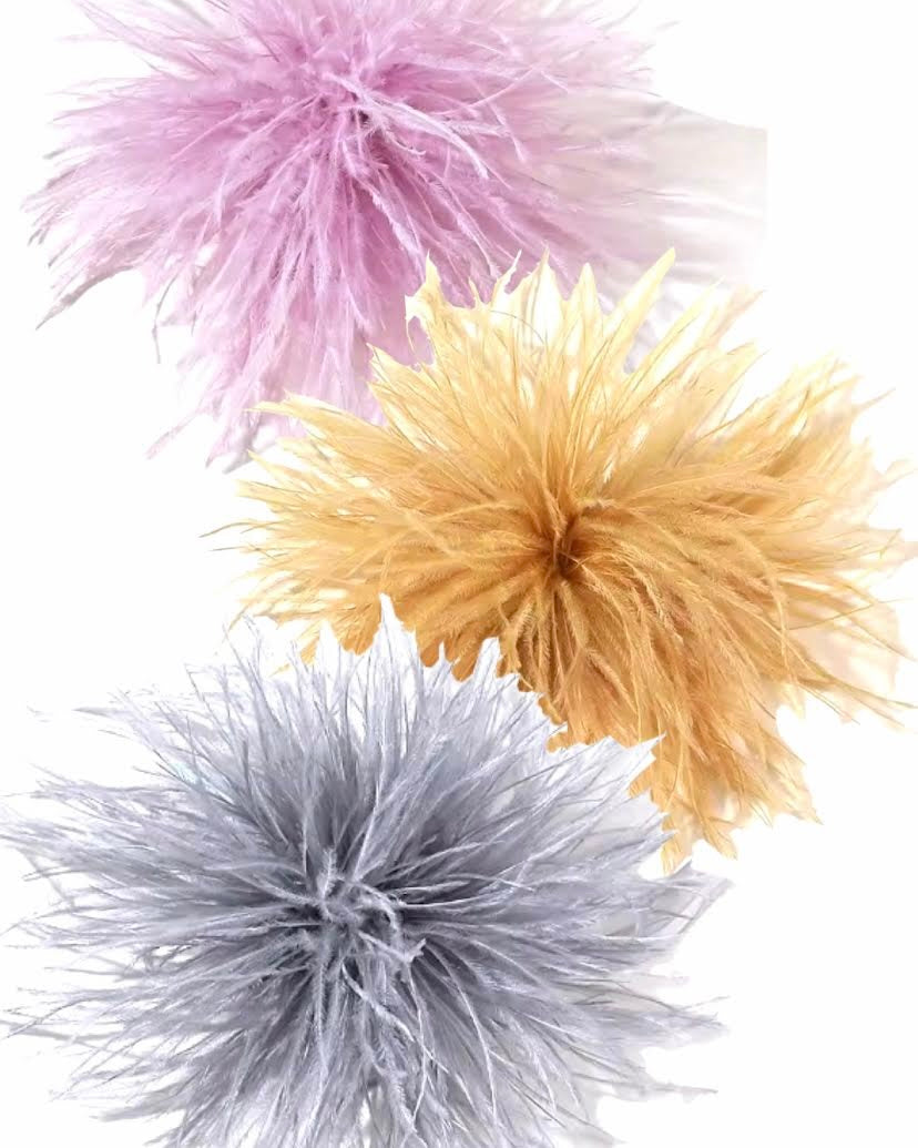 CANYON POMPOM FEATHER BROOCH SET/3 -CHELSEA