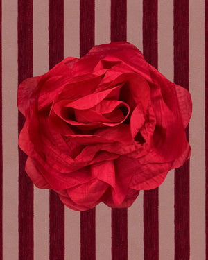 COLETTE PLISSÉ OVERSIZED ROSETTE BROOCH - SCARLET