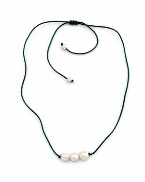 BABY BAROQUES TRIPLE PEARL CHOKER/COLLAR - FOREST