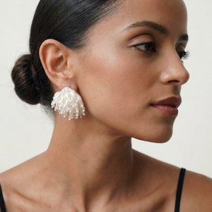 BURST HAND BEADED EARRING - PEARL