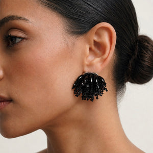BURST HAND BEADED EARRING - JET