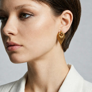 RIBBED SPEARHEAD DROP EARRINGS GOLD