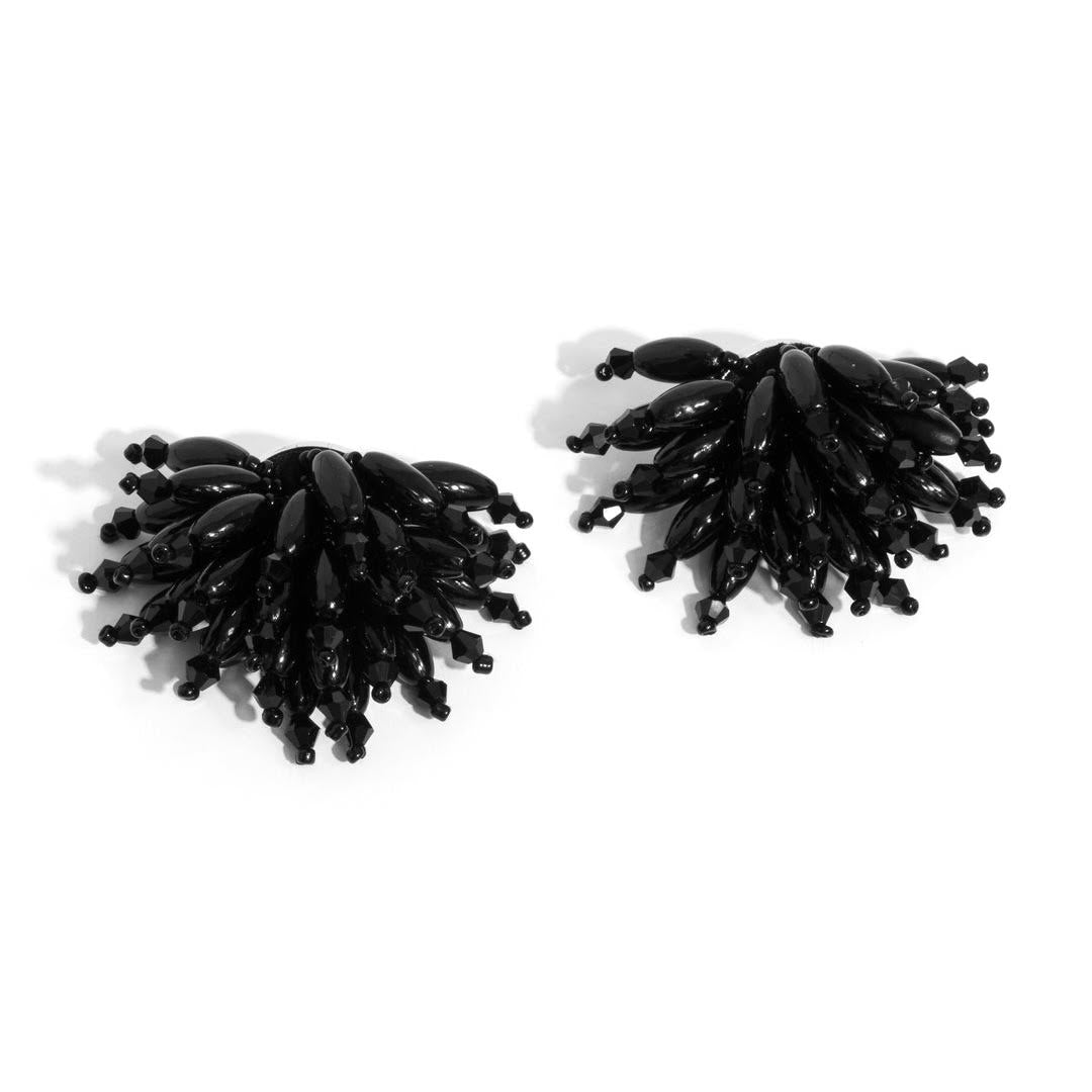 BURST HAND BEADED EARRING - JET