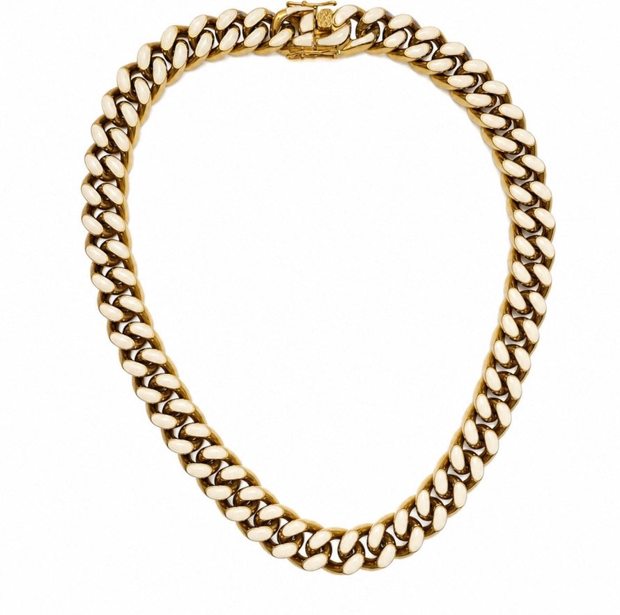 RUTH ENAMEL CURB CHAIN - OFF WHITE