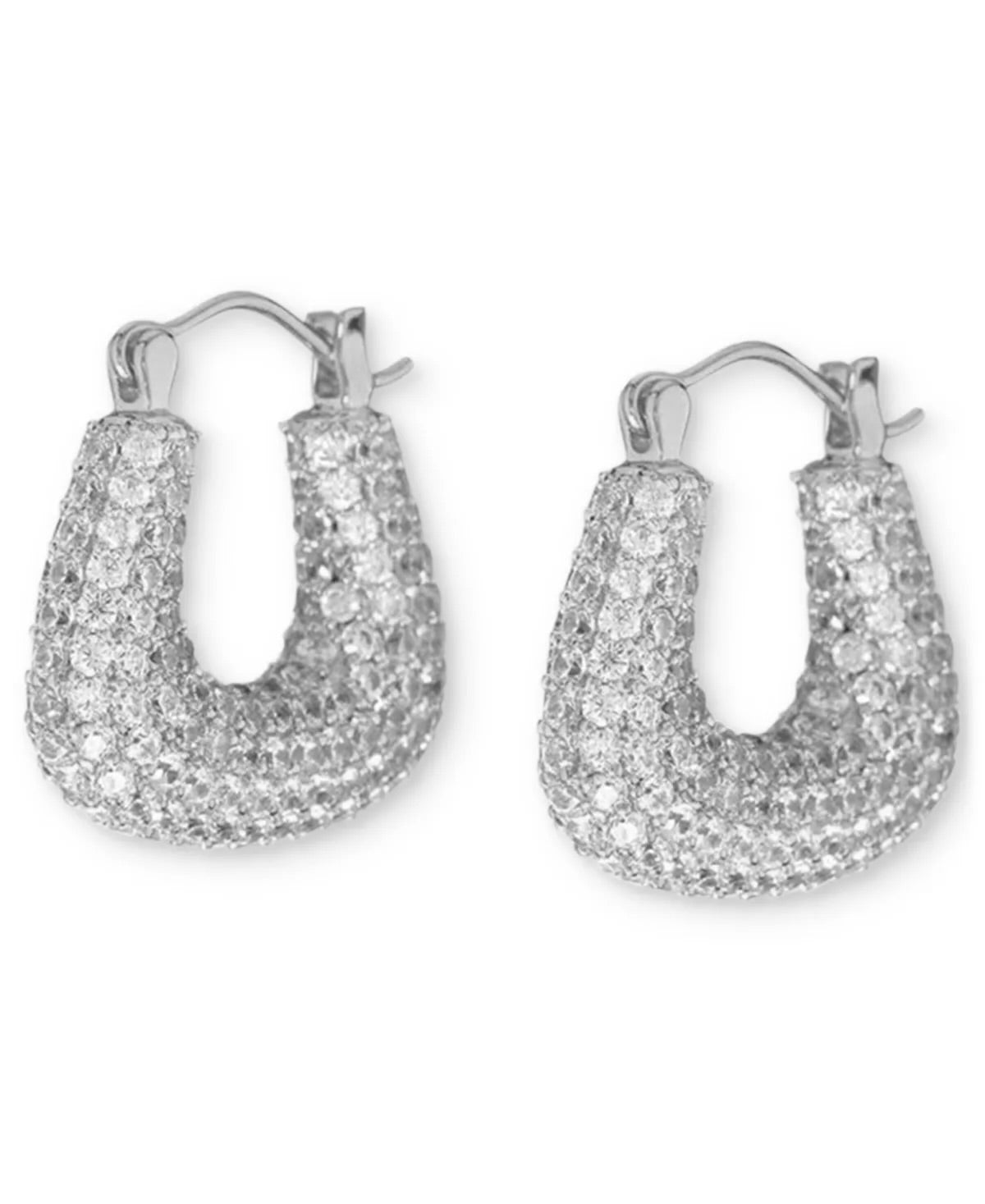 SQUARED OFF BUBBLE HOOPS - RHODIUM