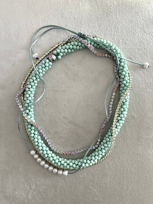 ROCK CANDY HAND BEADED COLLAR NECKLACE - MINT