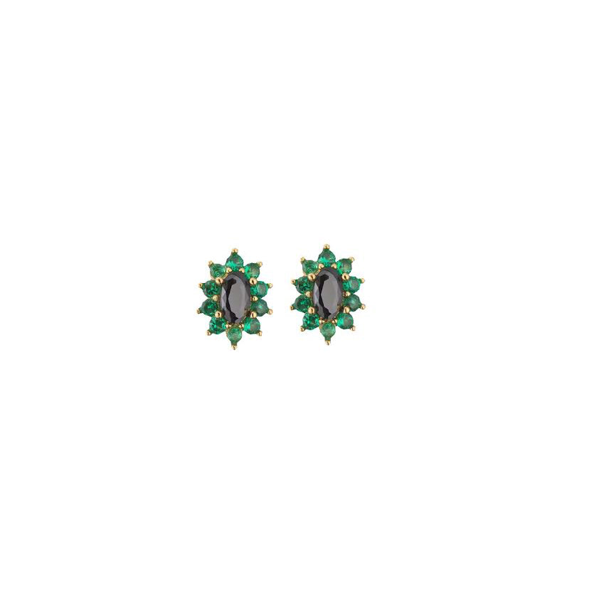 ROCK CANDY STUDS - JET/EMERLALD