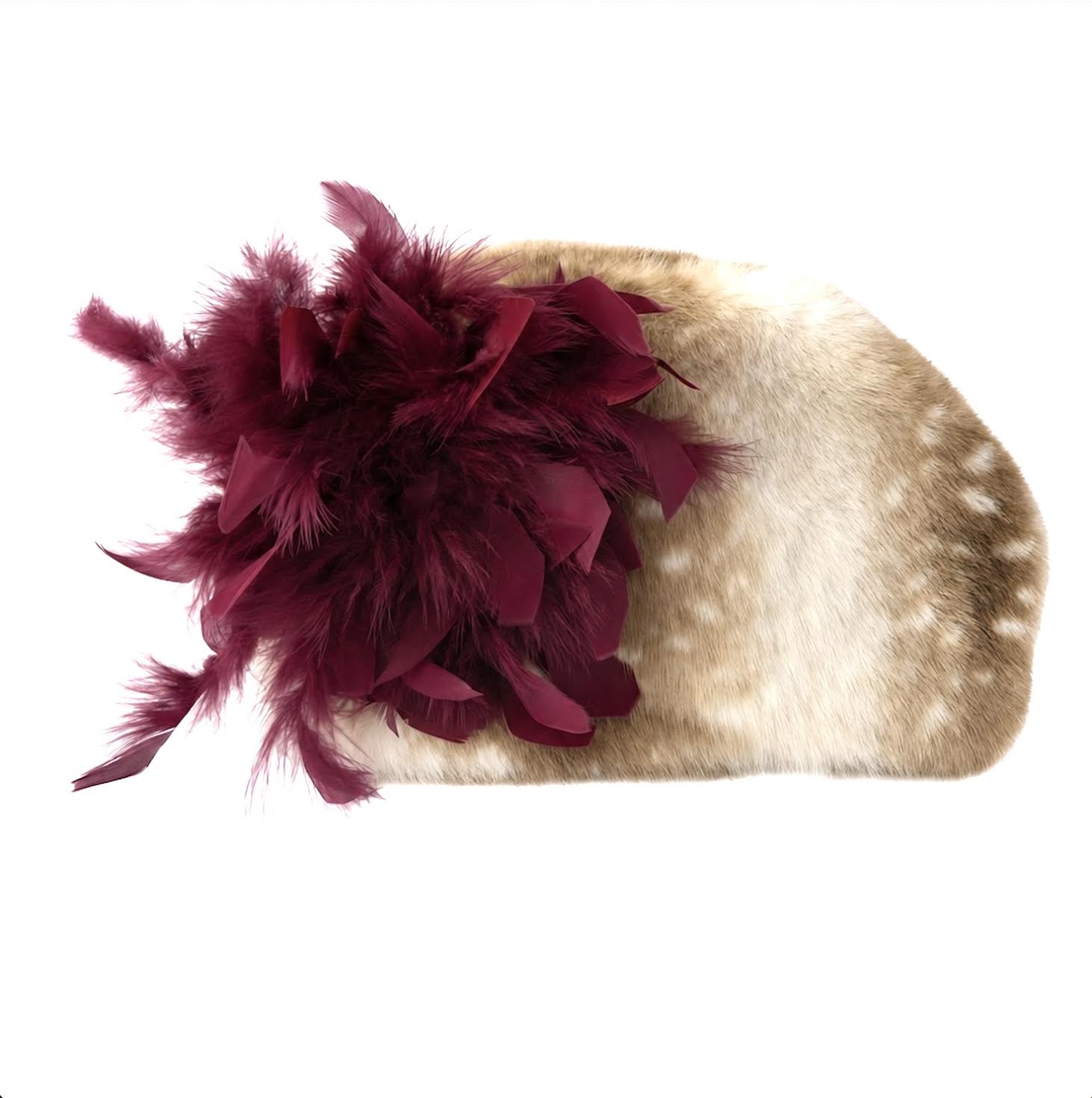 FAWN FAUX SHEARLING WITH DETACHABLE BROOCH - CRANBERRY