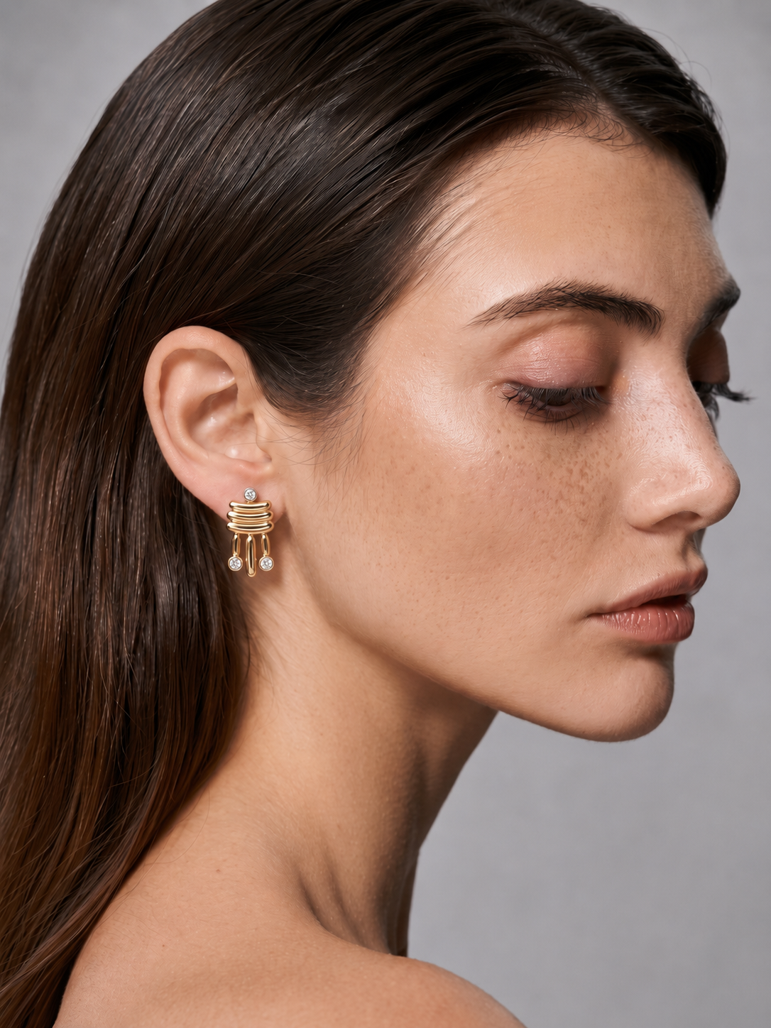 TOTEM STACKED POST EARRING - GOLD
