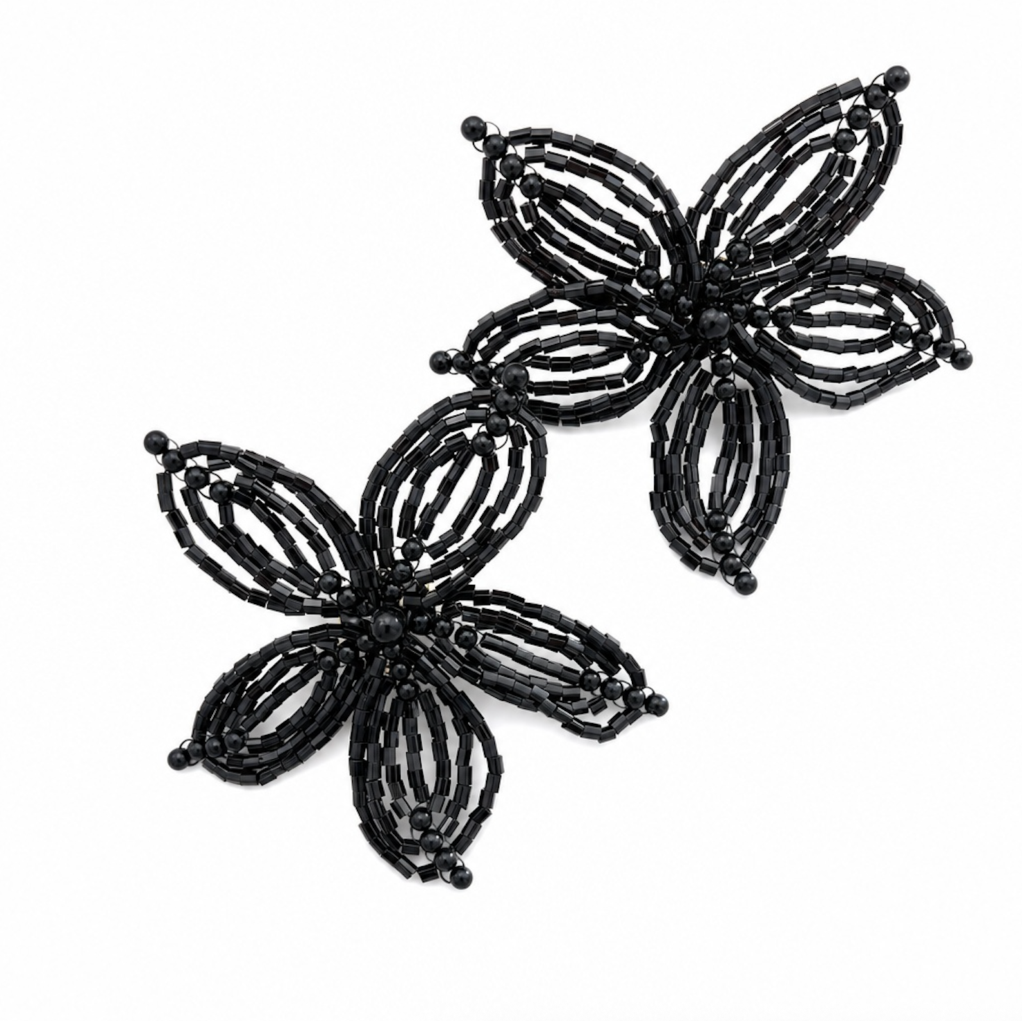 BABE OVERSIZED FLORET EARRING - JET