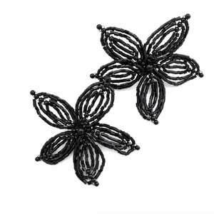 BABE OVERSIZED FLORET EARRING - JET