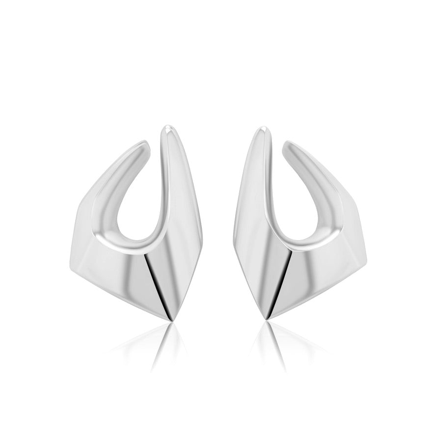 MESA SCULPTURAL EARRING - RHODIUM