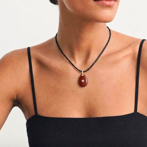 SULLIVAN STREET STONE AMULET PENDANT - RED JASPER
