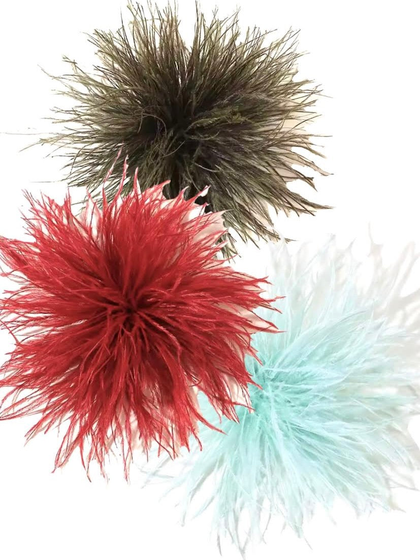 CANYON POMPOM FEATHER BROOCH SET/3 - MINETTA