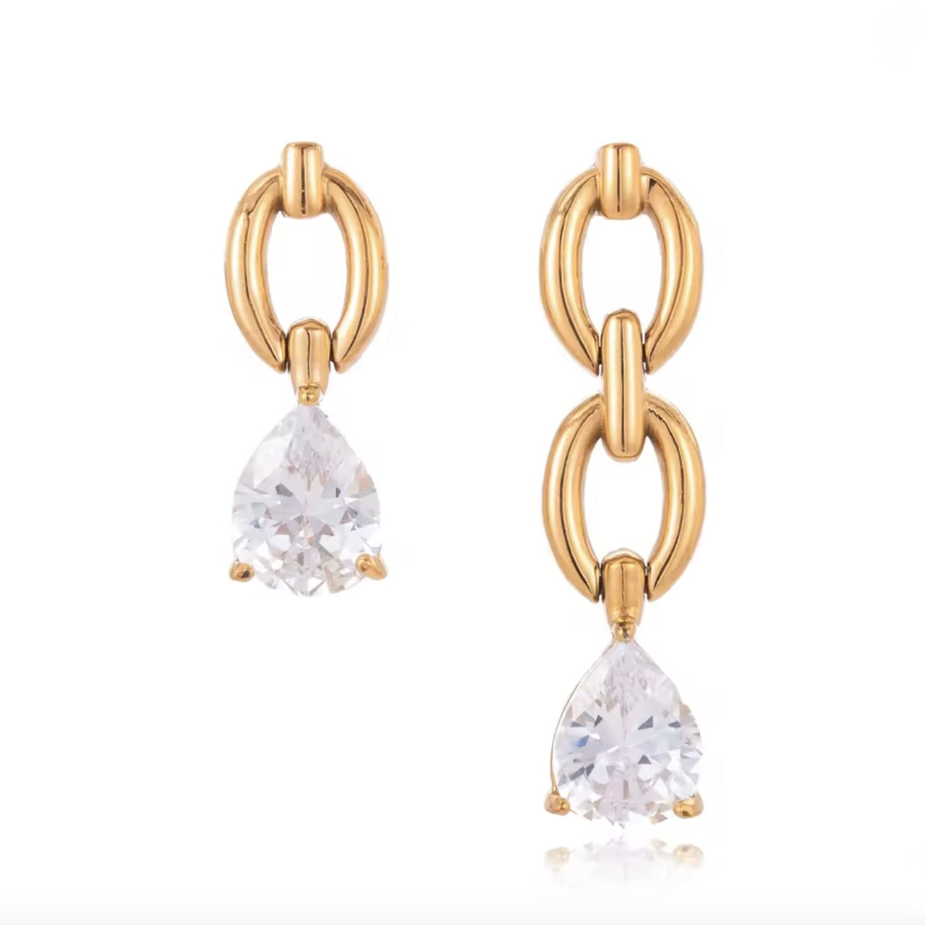 ASYMMETRIC CHAIN PEAR DROPS - GOLD