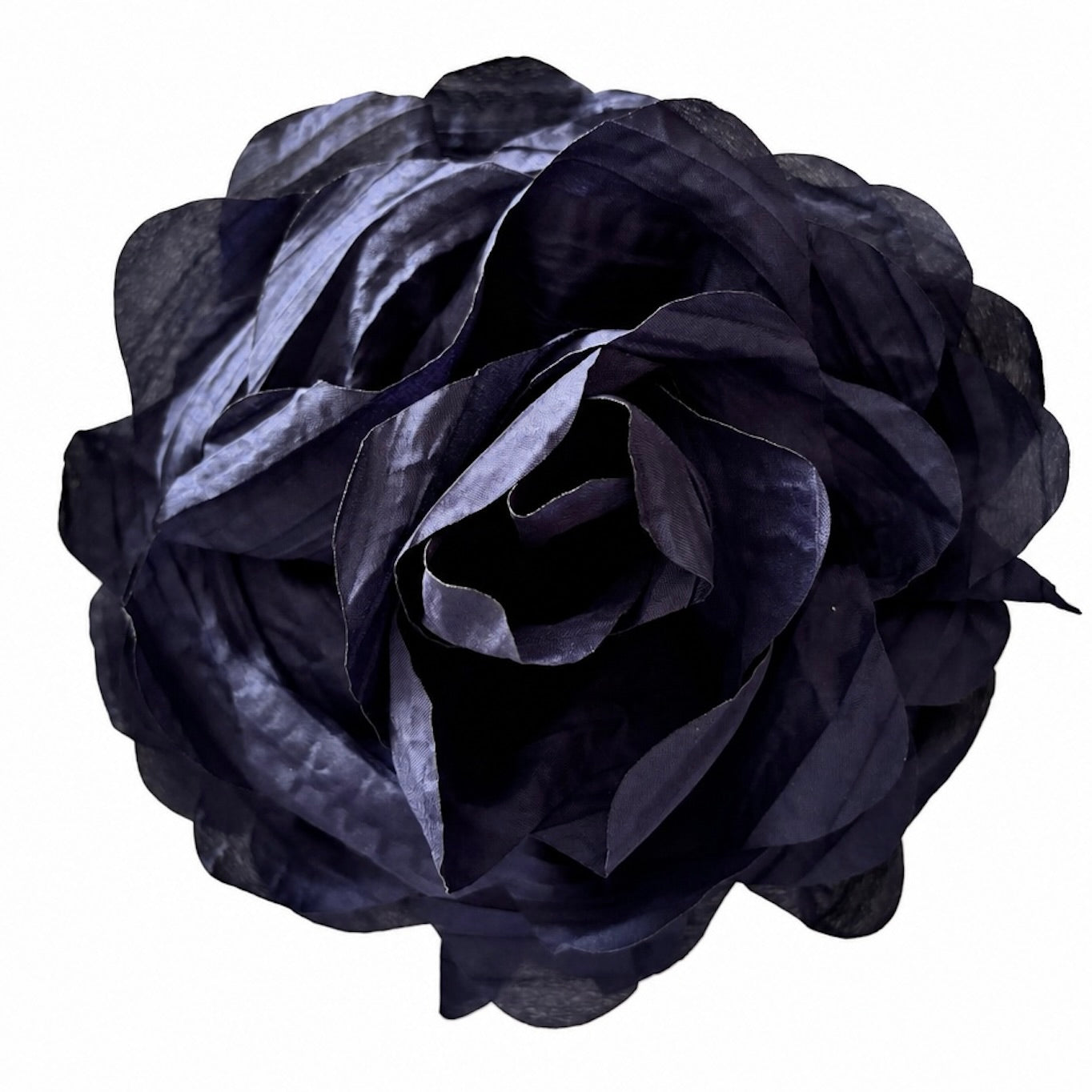 COLETTE PLISSÉ OVERSIZED ROSETTE BROOCH - NAVY