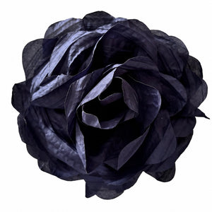 COLETTE PLISSÉ OVERSIZED ROSETTE BROOCH - NAVY