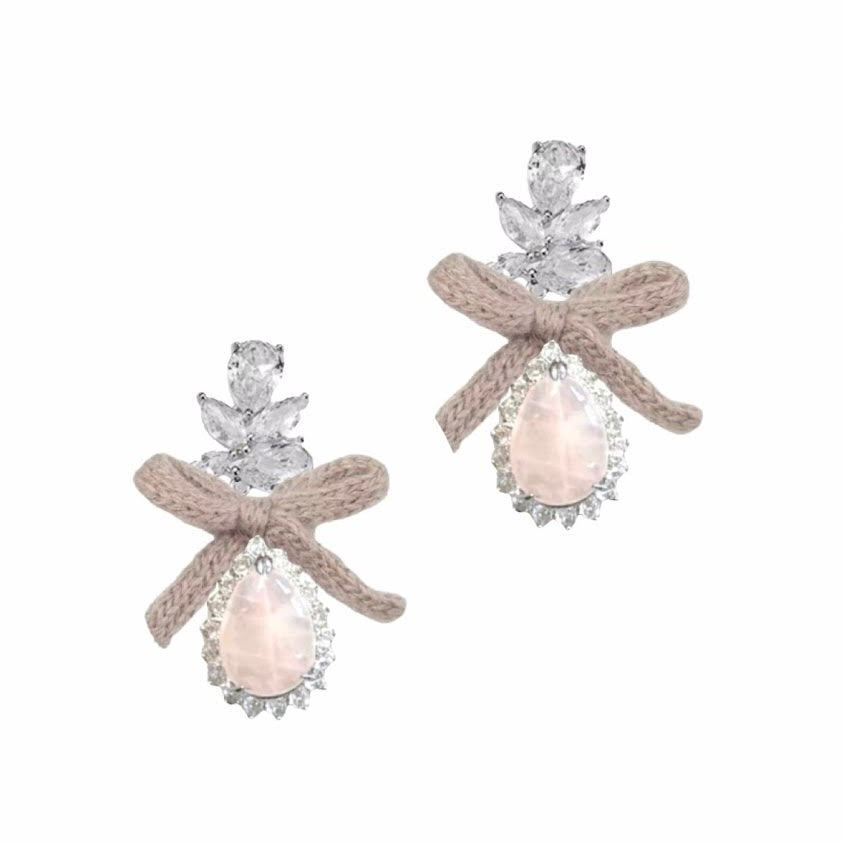 PORTRSIT BOW DROP EARRINGS - BLUSH
