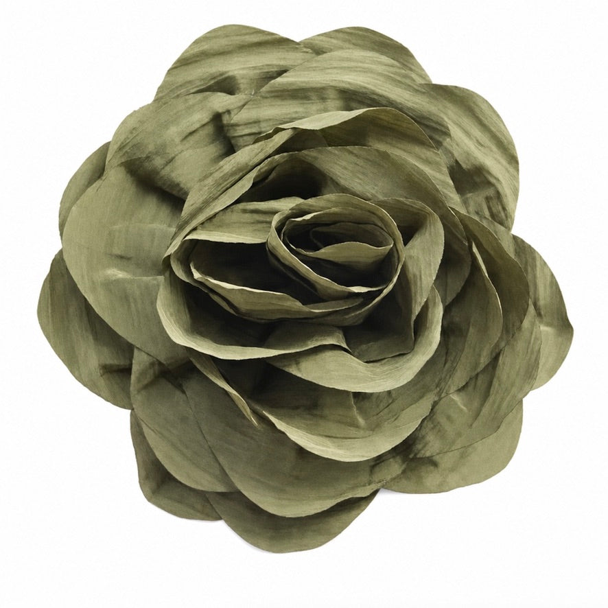 MINI COLETTE PLISSE FLORETTE BROOCH - OLIVE