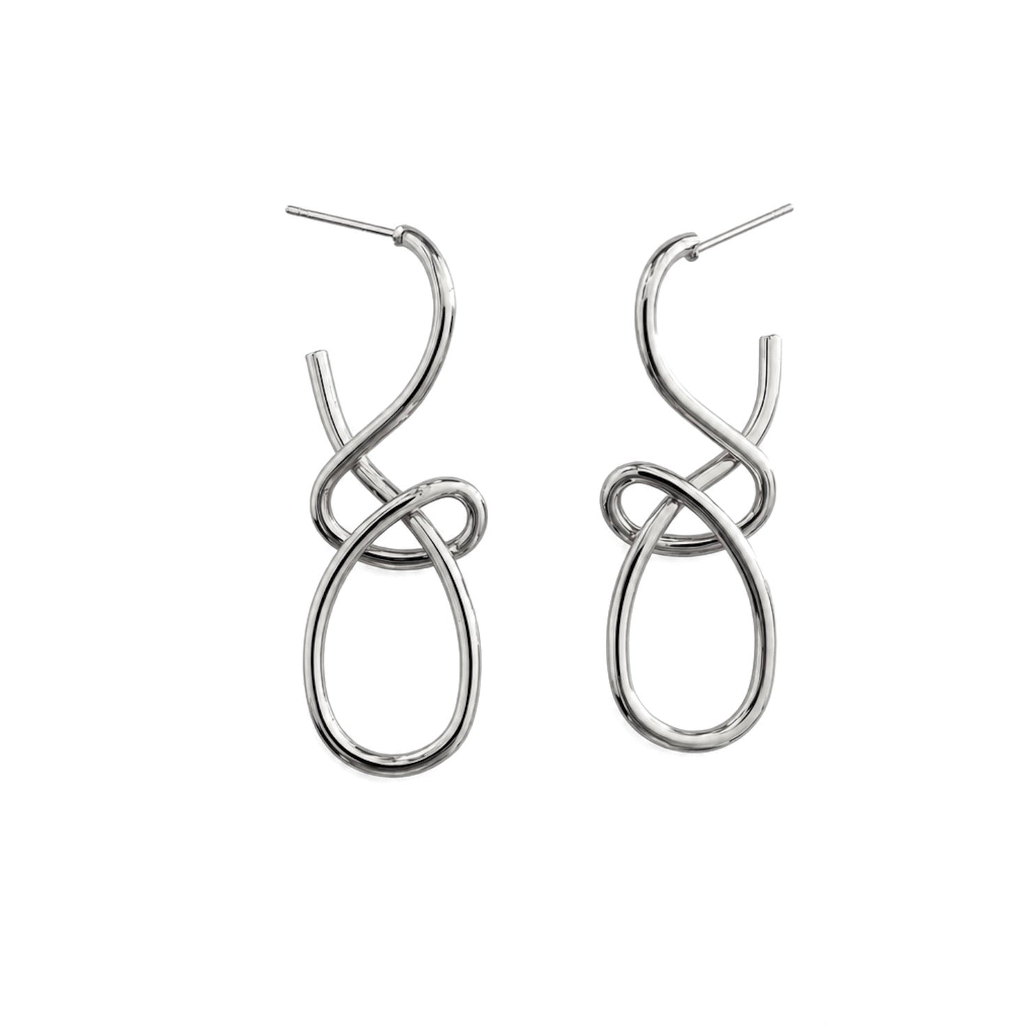 SCULPTURAL TWIST EARRINGS - RHODIUM
