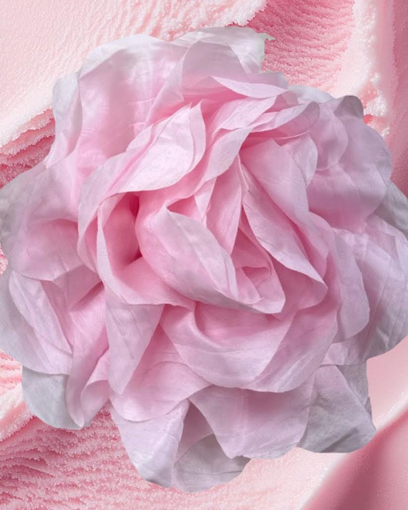 COLETTE PLISSÉ OVERSIZED ROSETTE BROOCH - COTTON CANDY