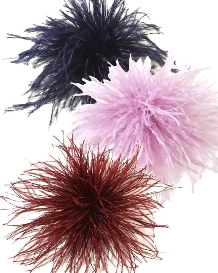 CANYON POMPOM FEATHER BROOCH SET/3 - WAVERLY