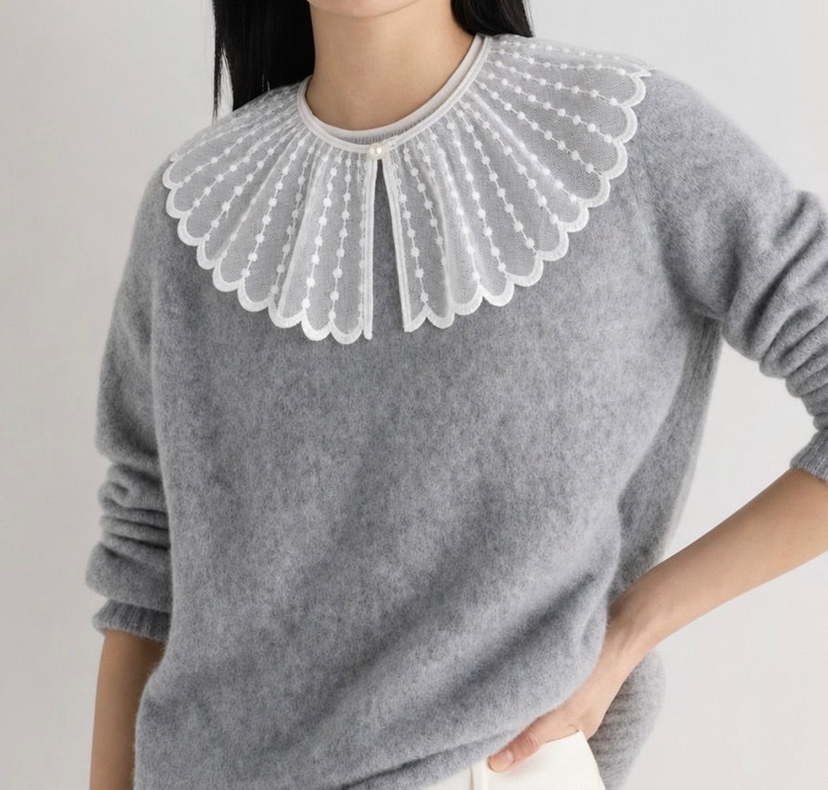 DOTTED SWISS TULLE COLLAR - WHITE
