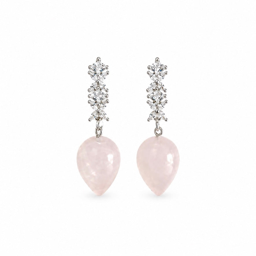 GUMDROP PENDULUM EARRING - ROSE QUARTZ