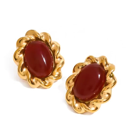 GIA GEMSTONE BUTTON - GOLD/SCARLET/$70 USE CODE SALE50
