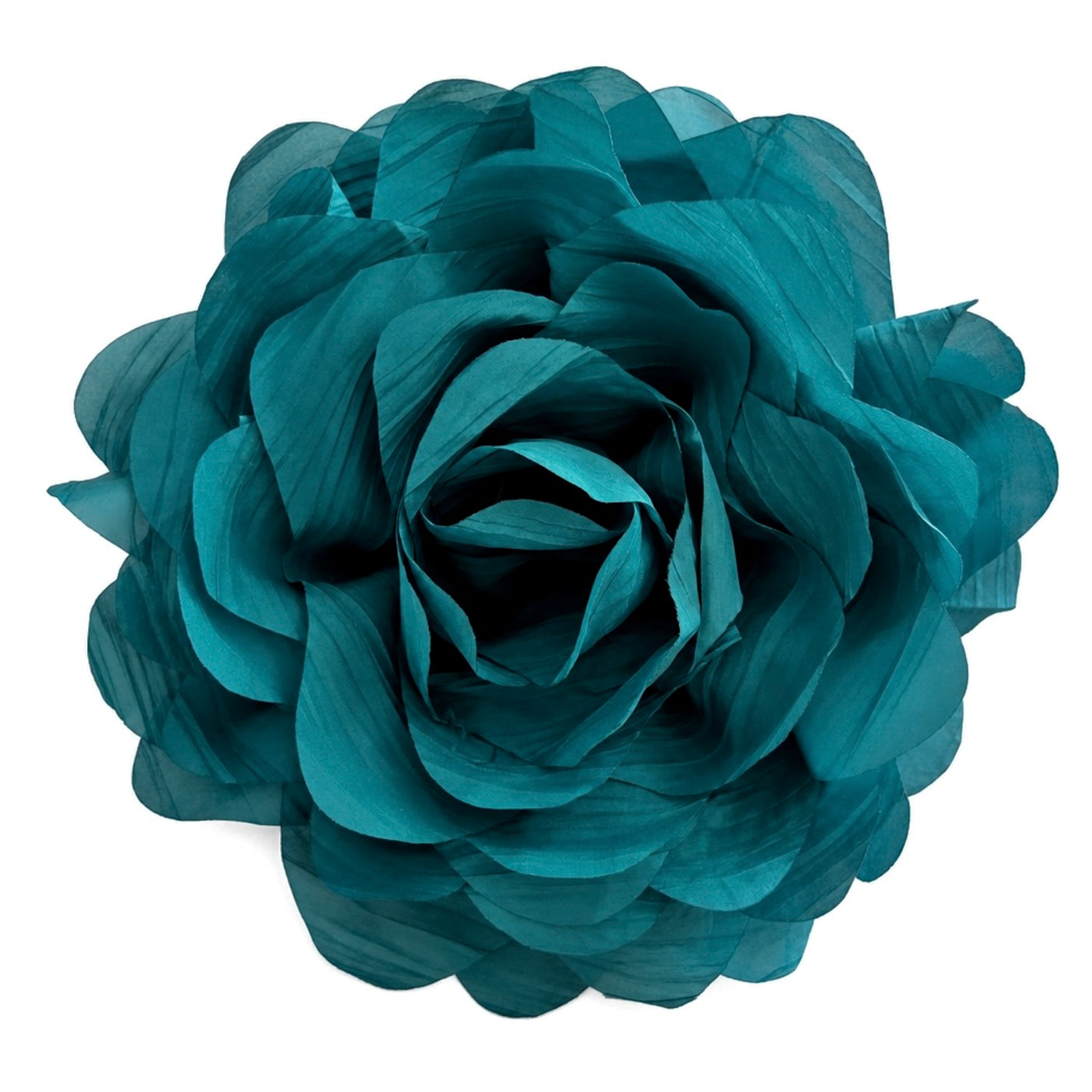 COLETTE PLISSÉ OVERSIZED ROSETTE BROOCH - TEAL