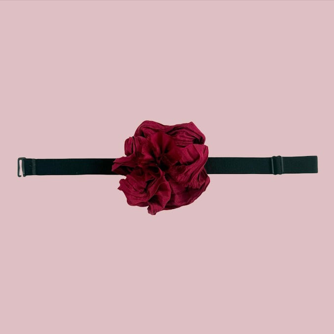 COLETTE TUXEDO BAND FLORETTE CHOKER / BROOCH - SCARLET
