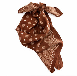 CAVERN COMBED COTTON SCARF BANDANA - SADDLE