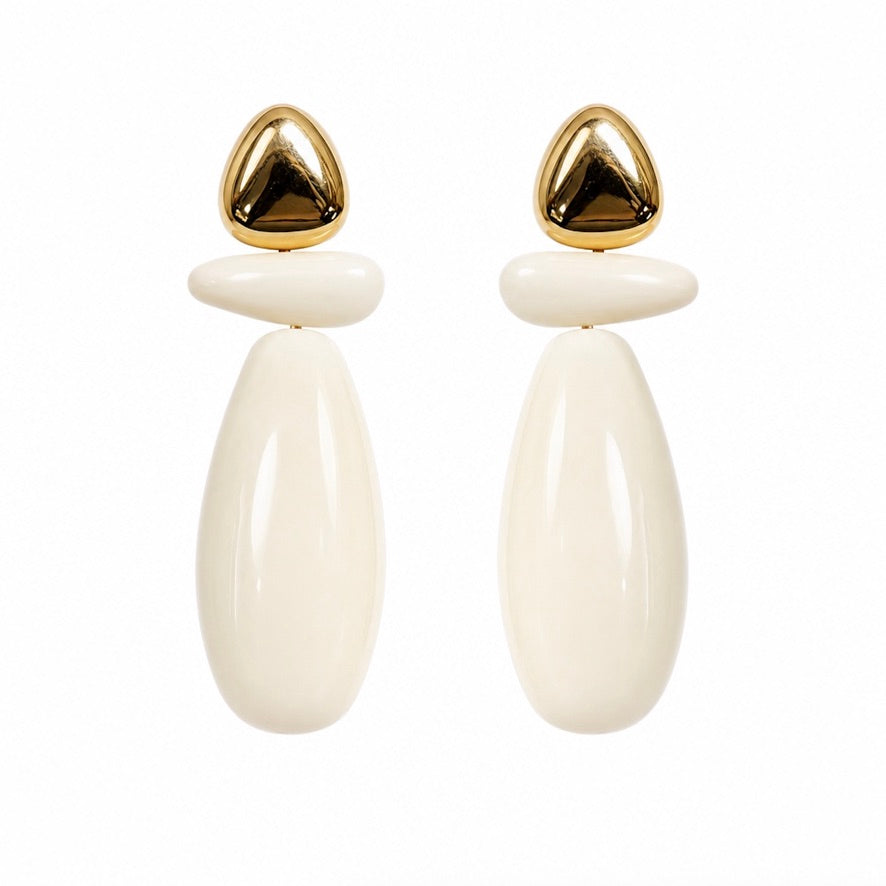 BRANCUSI ELONGATED STONE EARRING